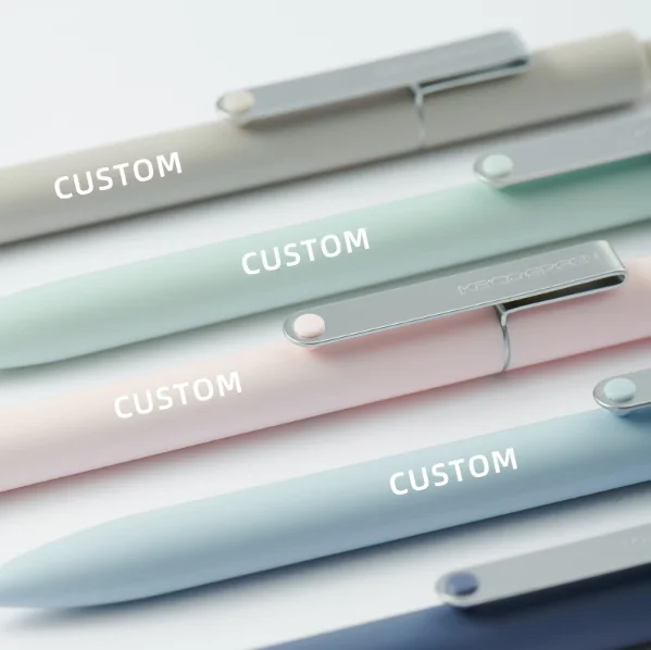 Custom Gel Ink Pens 5 Color Barrel Set Retractable Refillable 0.5mm Fine Point Black Color Ink Office School Supplies