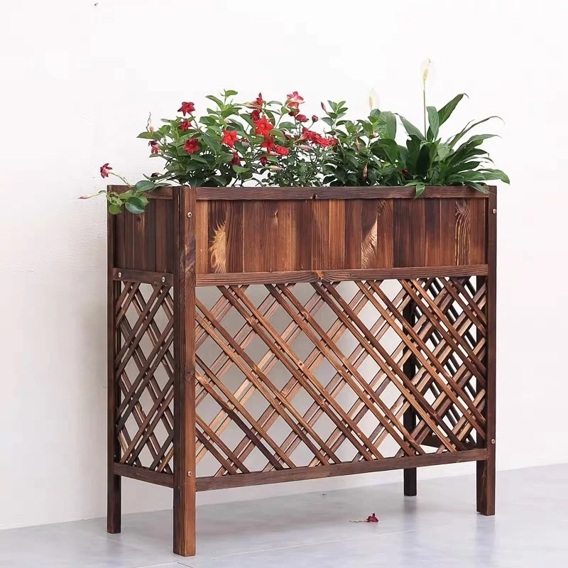 Customized Outdoor Wood Air Conditioner Flower Stand Wooden Air Conditioner Cover