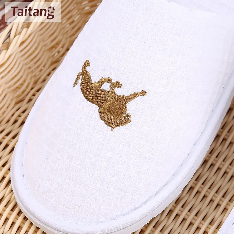 Taitang Custom Logo Disposable Waffle Hotel Slipper