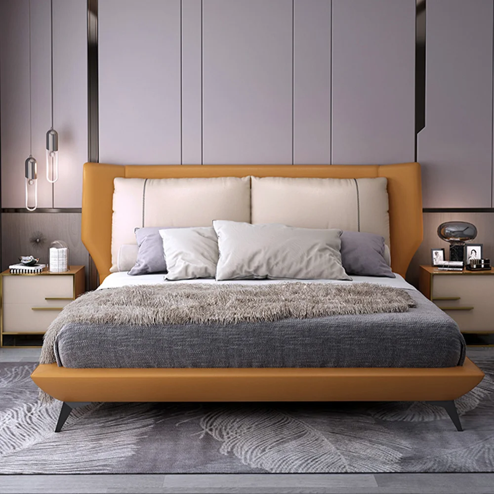 Nordic California King Bed Fabric Solid Wood Frame Queen Size Upholstered Beds Luxury Modern House Double Bed