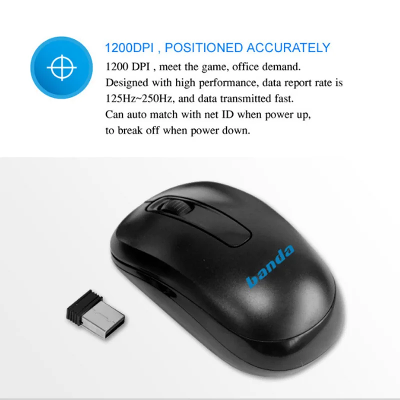  Стандартная беспроводная клавиатура и мышь ODM 2 4 ГГц бесшумная настольная для офисных игр