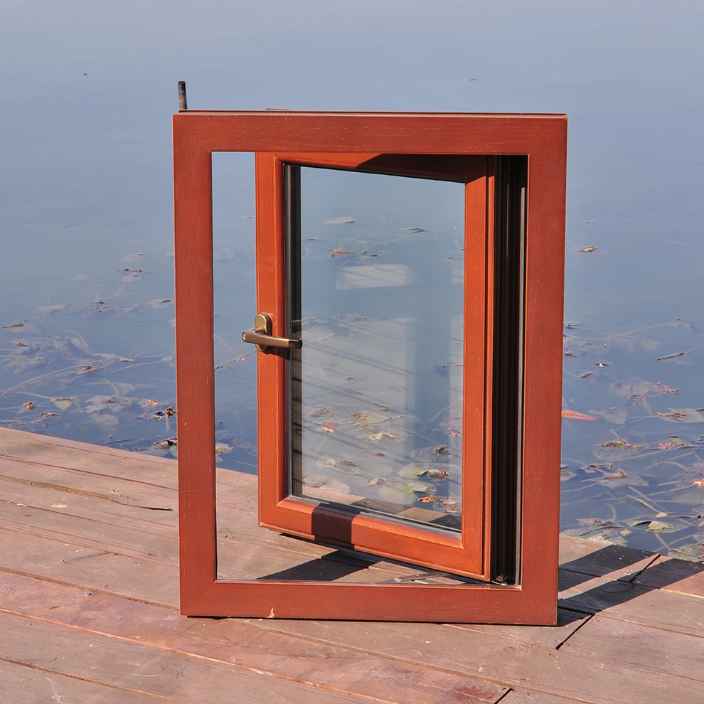 OEM hot sale soundproof glass windows thermal break aluminum clad wood timber casement out house windows