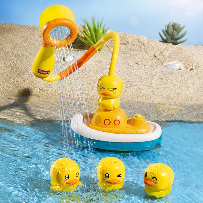 Shower toy baby play water multi function set hand held shower lovely bath toy ducks for baby