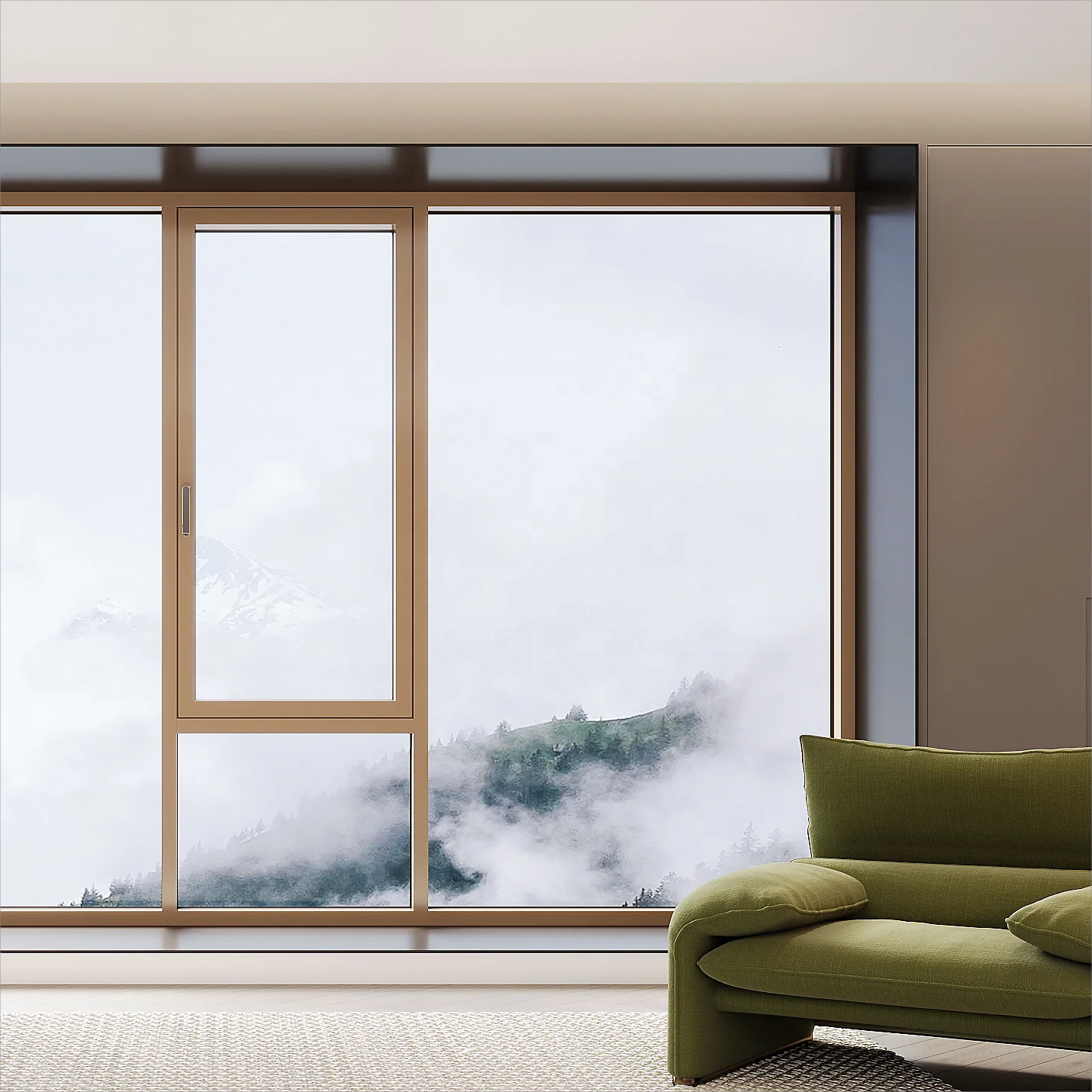 Customized inward opening and inward receding Windows in a variety of color and size options for high-end customization