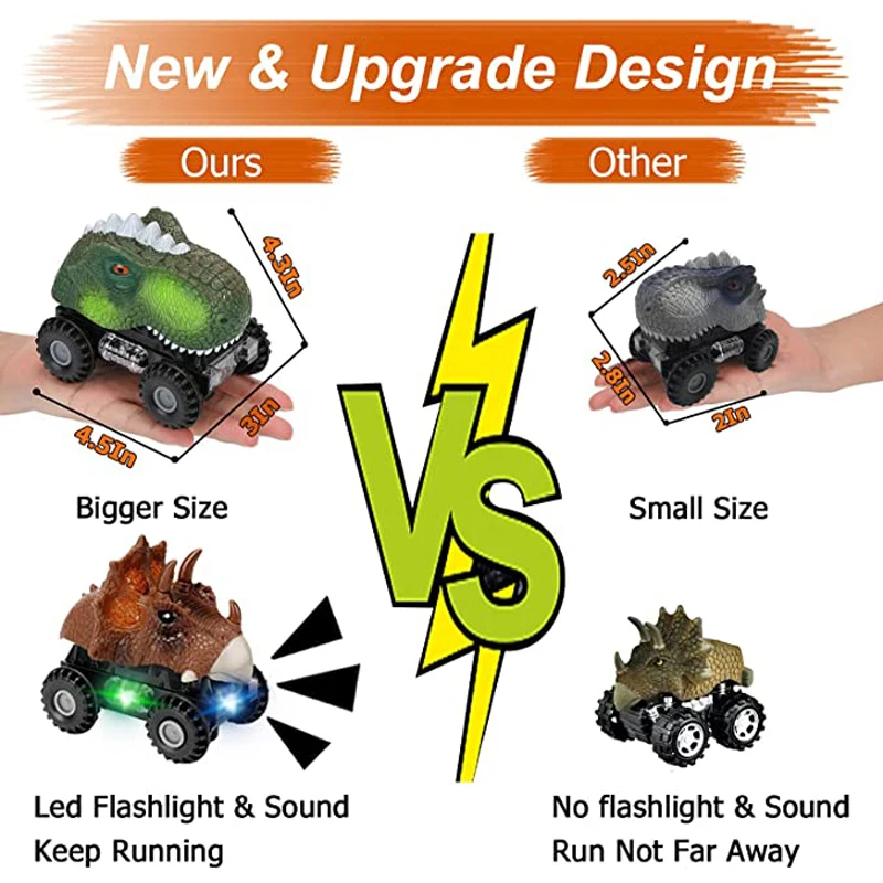 Лидер продаж 2023 автомобили-Динозавры электронная музыкальная машинка с подсветкой детский автомобиль автоматическим изменением направления грузовик динозавра игрушки