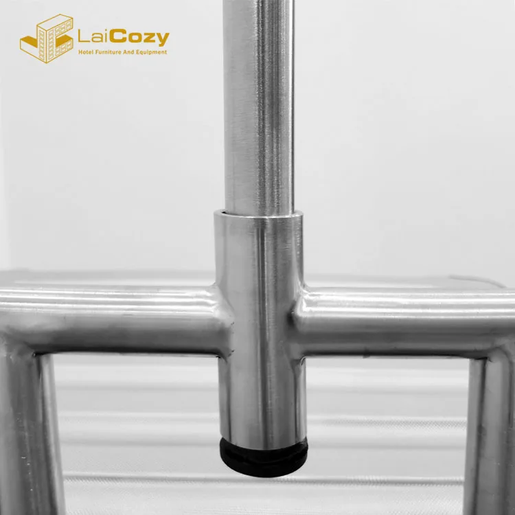 Brushed 304 Stainless Steel Hotel Lobby Bellman Cart Foldable Hand