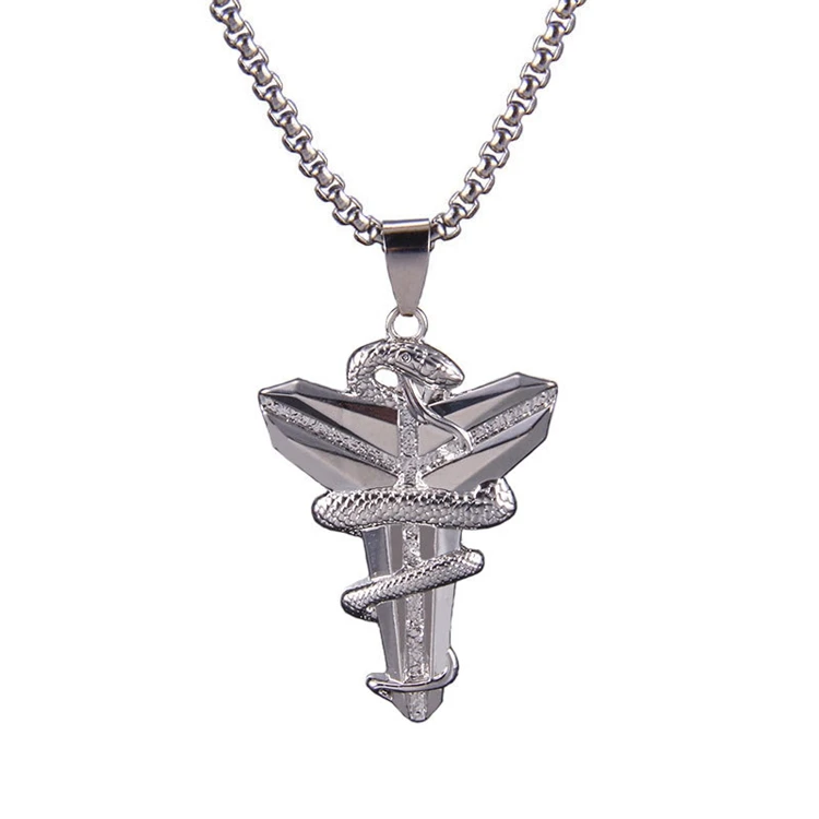 2022 New European and American Retro Kobe Black Mamba Hip Hop Memorial Cross Necklace