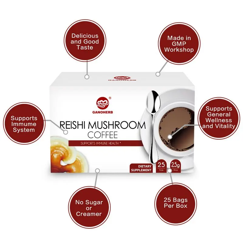  Бесплатный 100% органический Сертифицированный черный кофе Ganoderma Lucidum Reishi гриб Lingzhi Ling Zhi порошок