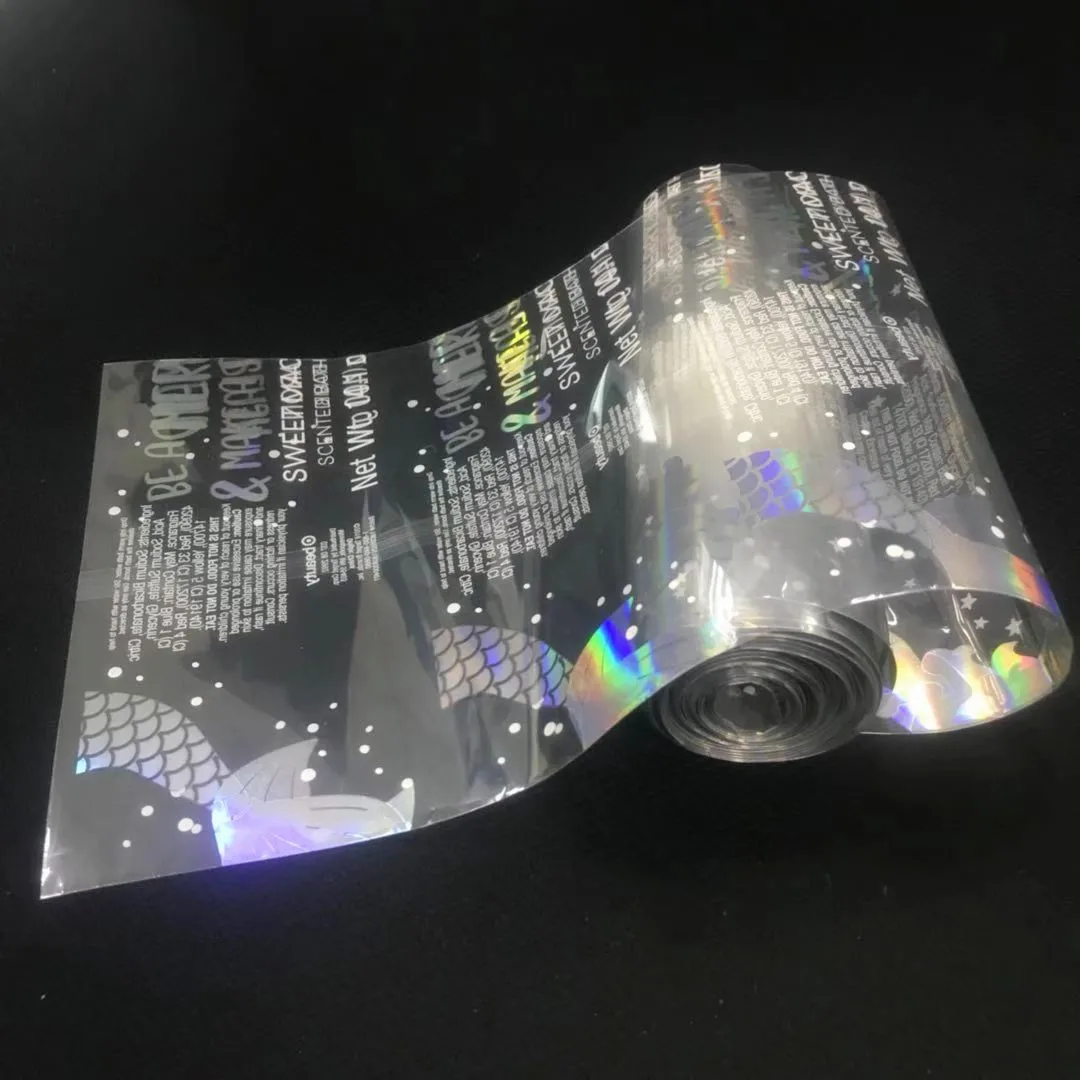 Heat transparent hologram shrink plastic film pvc/pet holographic sleeve shrink bands wrap