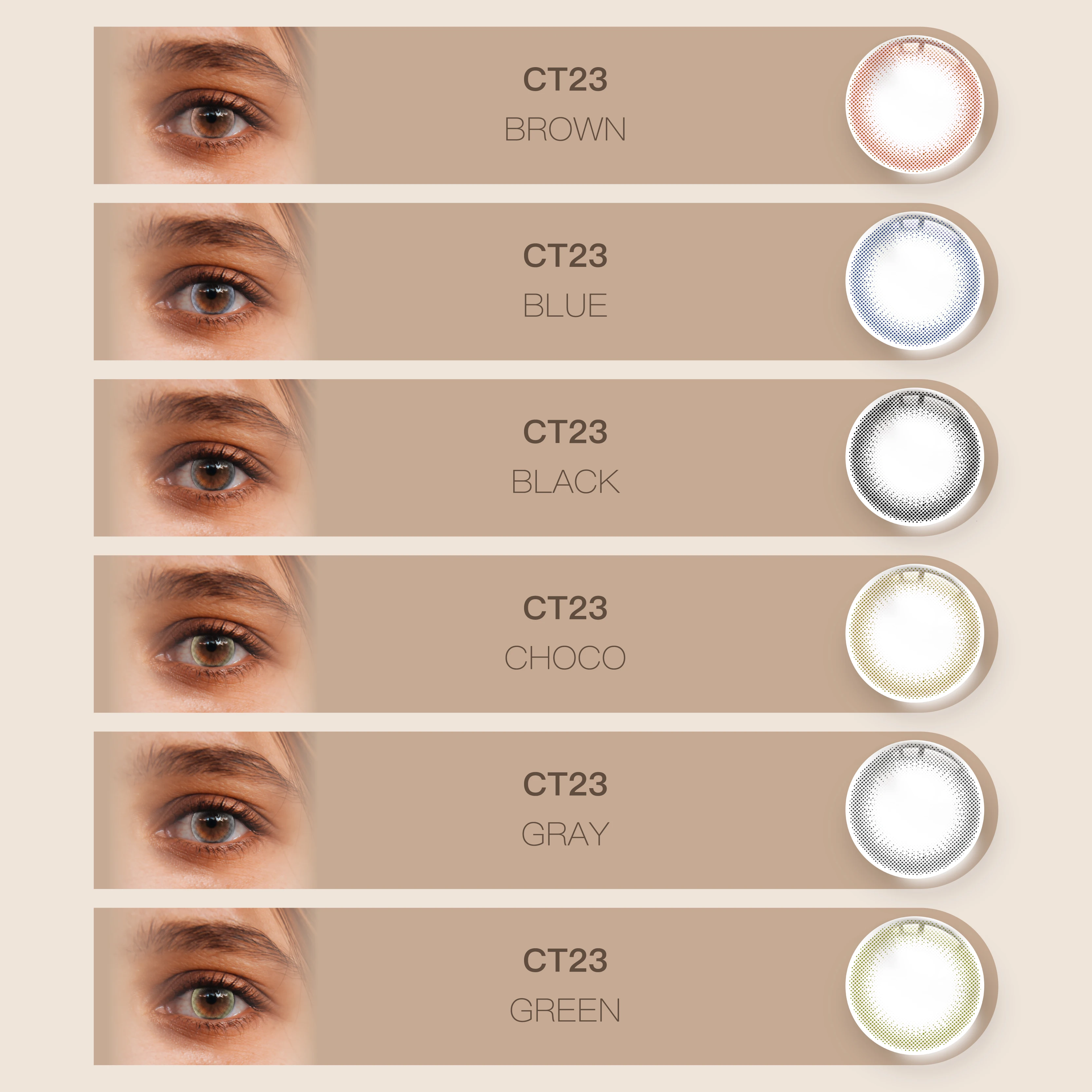 CT23 Custom 13 color Fashion Cosmetic For Eyes Private Label Colored Wholesale Contact Lenses