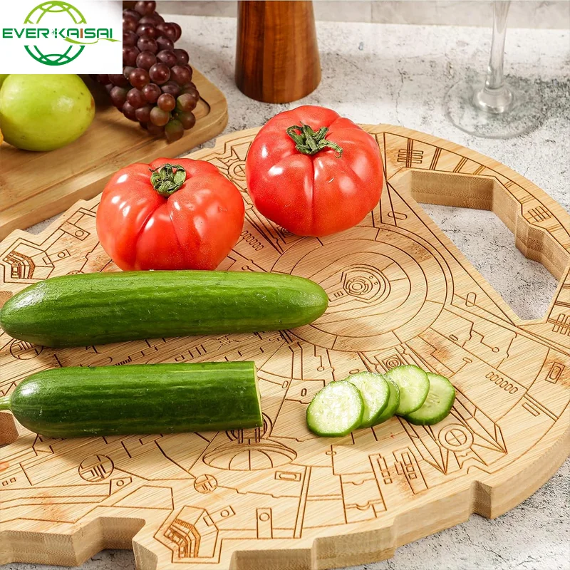 Millennium Falcon Board Bamboo Carved Cutting Board Customized Gift for Dad Custom Engraved Bamboo Plate Handcrafted Board