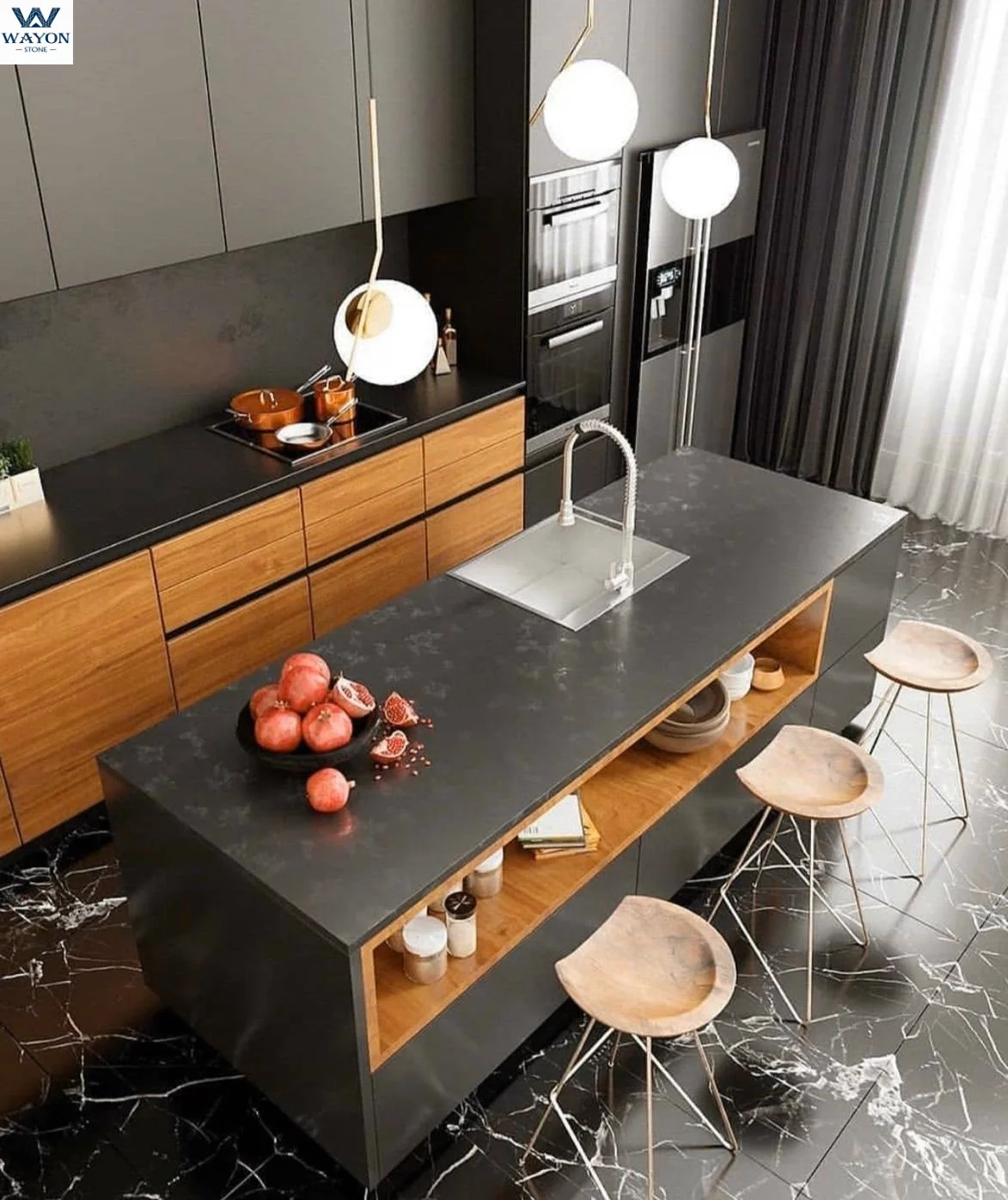 Foshan Manufacturer White Calacatta Artificial Quartz Stone Used for Kitchen Counter