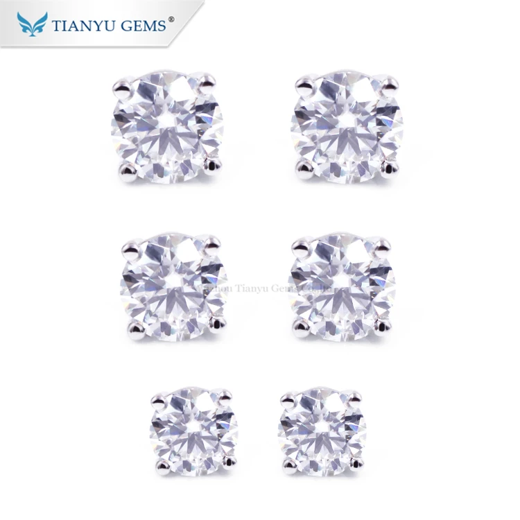 Wholesale Stock Basket Moissanite Studs Earrings 1ctw Round H&A DEF Moissanite 14k White Gold Rose Gold Earrings