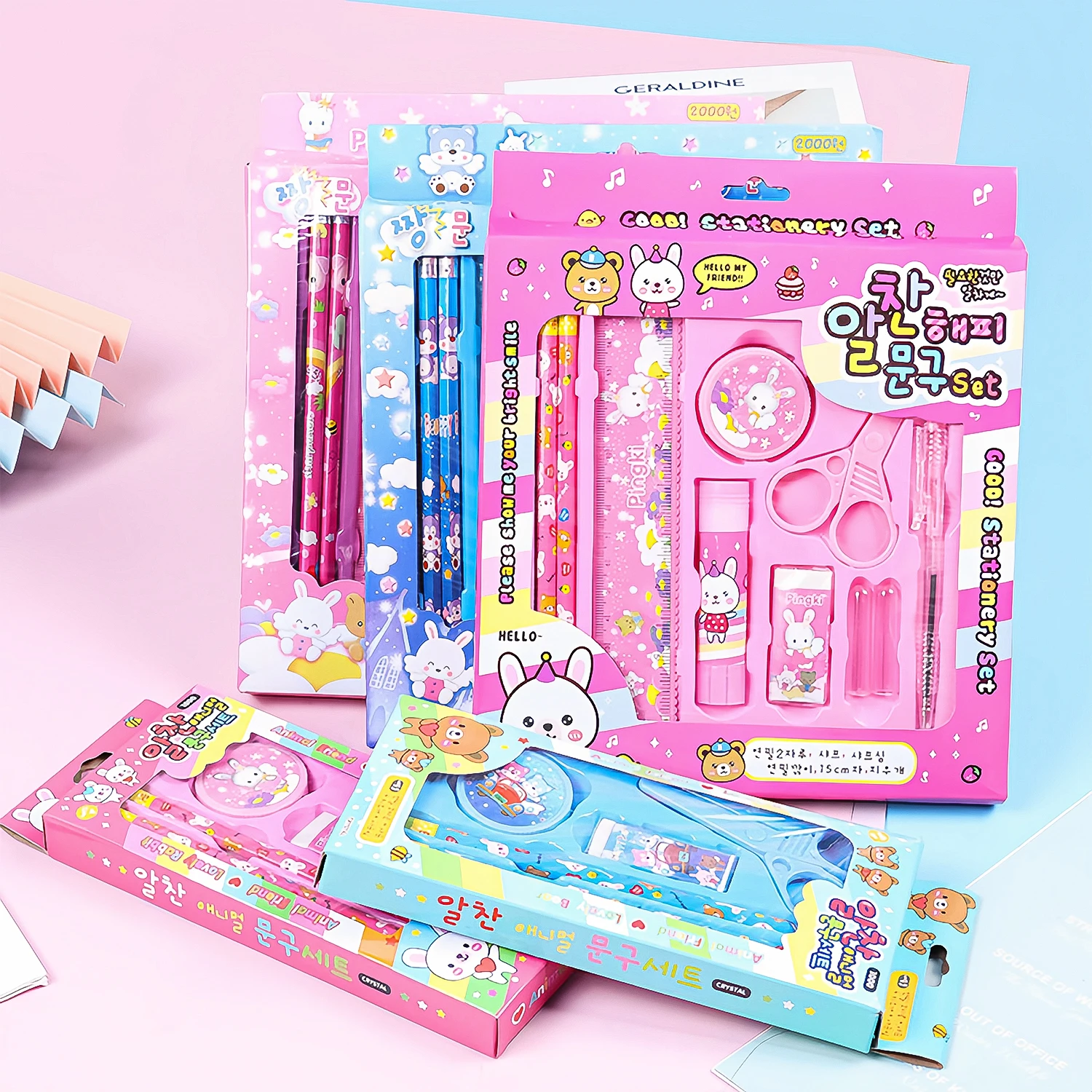Wholesale 10 Pcs Student graduation pencilcute stationa gift children cartoon kindergarten school supplies box stationery set