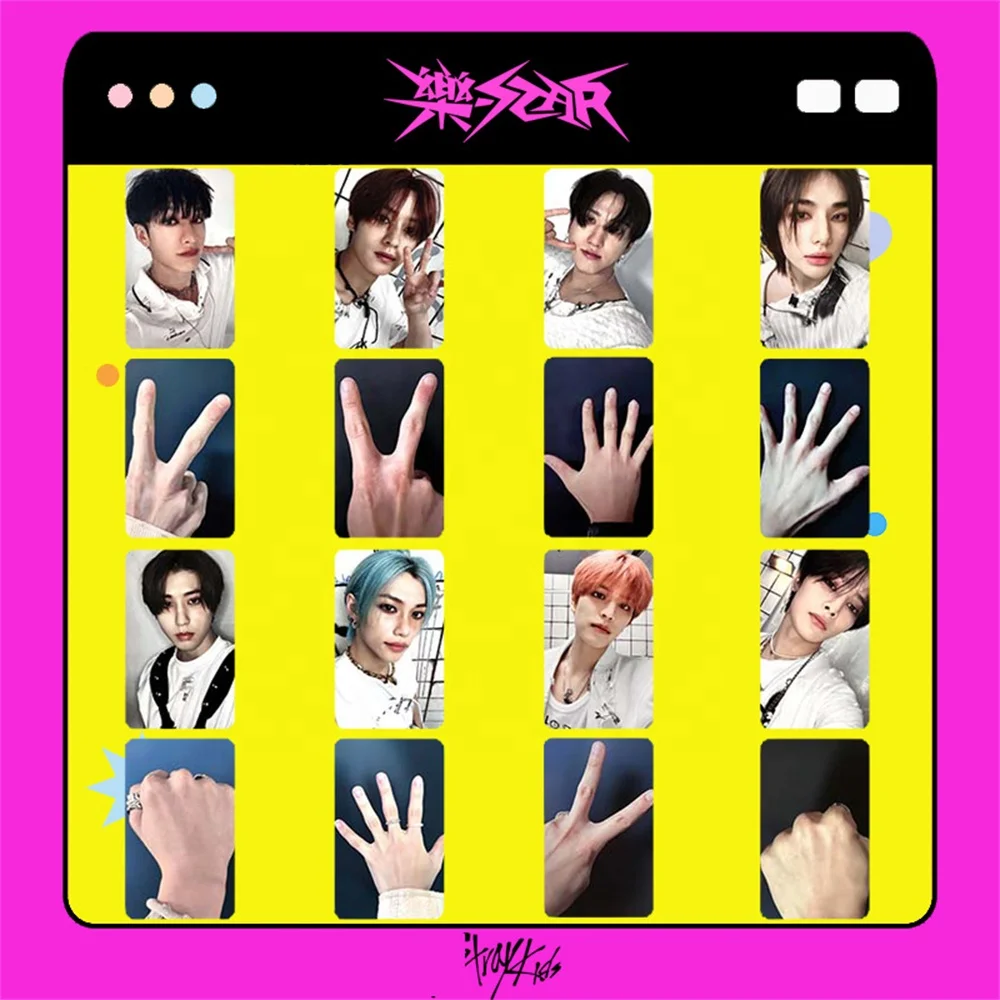 8 sets of KPOP rock star album photo cards for homeless children, double-sided postcards, Leeknow Bang Chan Hyunjin Felix Lomo