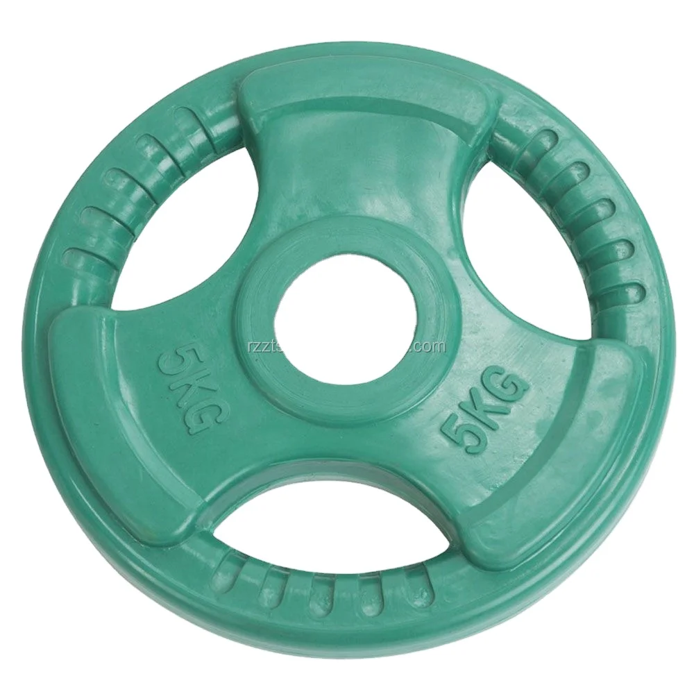 fitness premium quality rubber coated tri grip weight plates