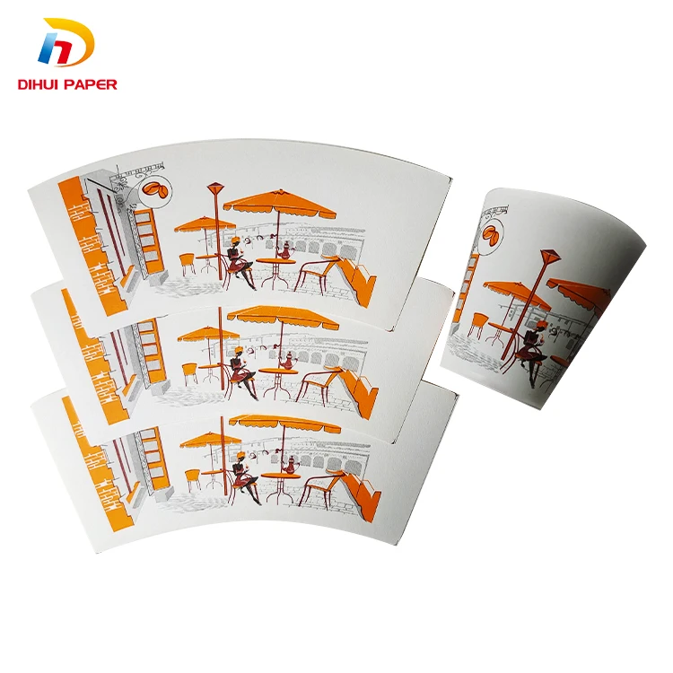 Dihui Custom Printed Pe Coated Paper Roll Disposable Raw Materials For Paper Cups Fan Paper Cup