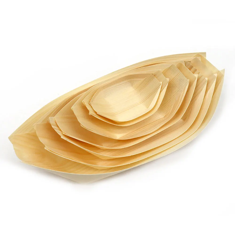 Cheap Japanese Food Serving Plate Eco-Friendly Pine Wood Boat