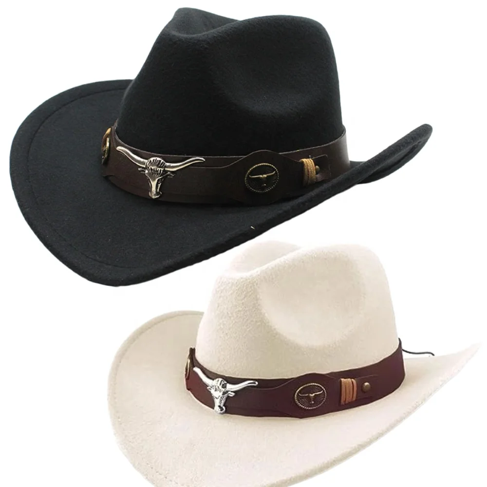 OEM ODM cheap manufacturer felt wool blended vintage custom adjustable felt fedora cowgirl cowboy hats for men