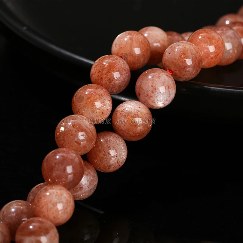 JD Supply 4-10mm Pick Size 5A Natural Gold Sunstone Round Loose Beads Orange Moonstone Beads for Jewelry Making