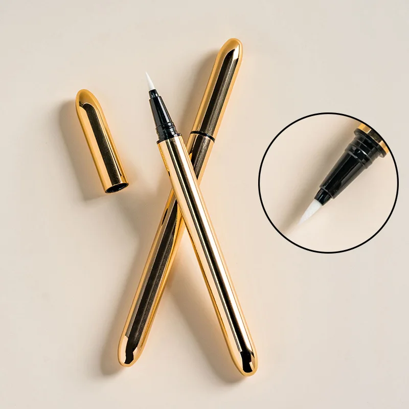 0.8ml Gold Fashionable Aluminum Liquid Eyeliner Tube With Steel Ball High Quality Empty Eyeliner Tube