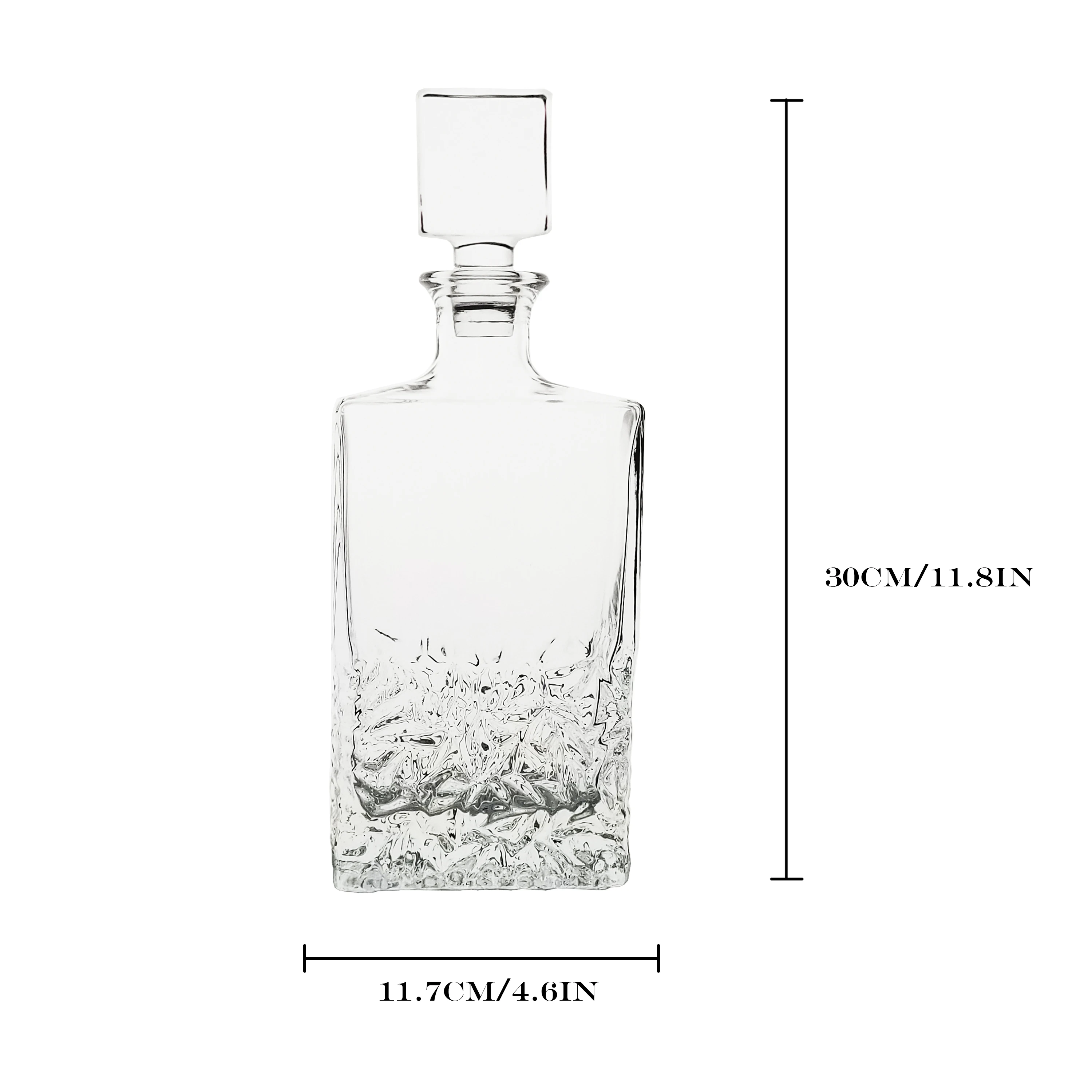 amazon hot sale 850ml perfect square whiskey decanter for whiskey brandy  liquor