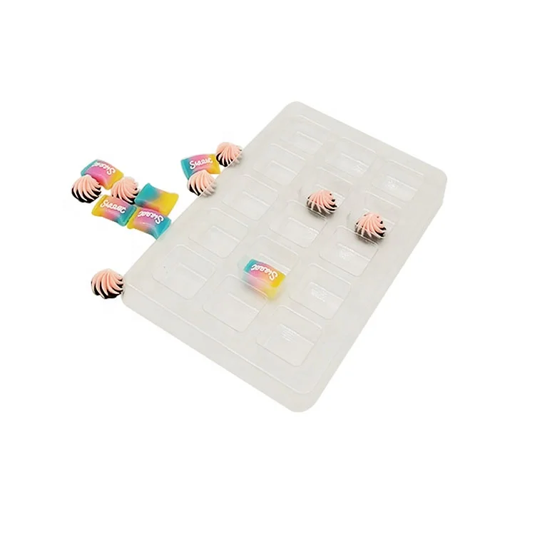 Custom 15 Square Compartment Clear Plastic Insert Chocolate Blister Tray