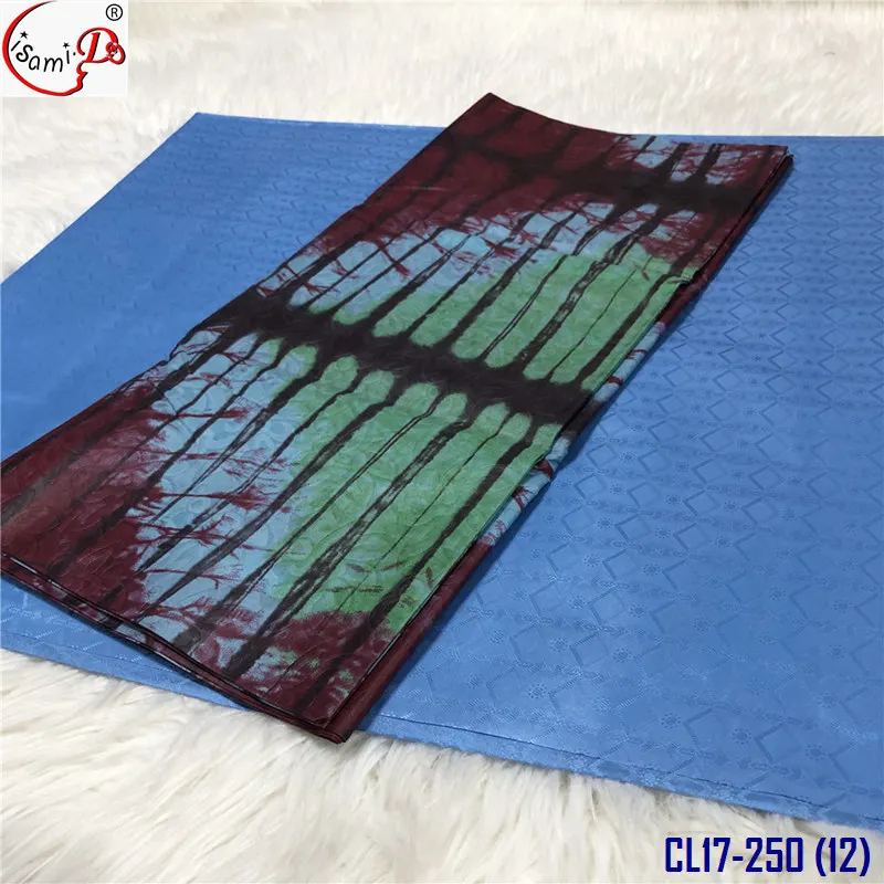 Lisami RTS bazin+5Ykampala per set High Quality bazin riche  embroidery prints China supplier Lace Fabric