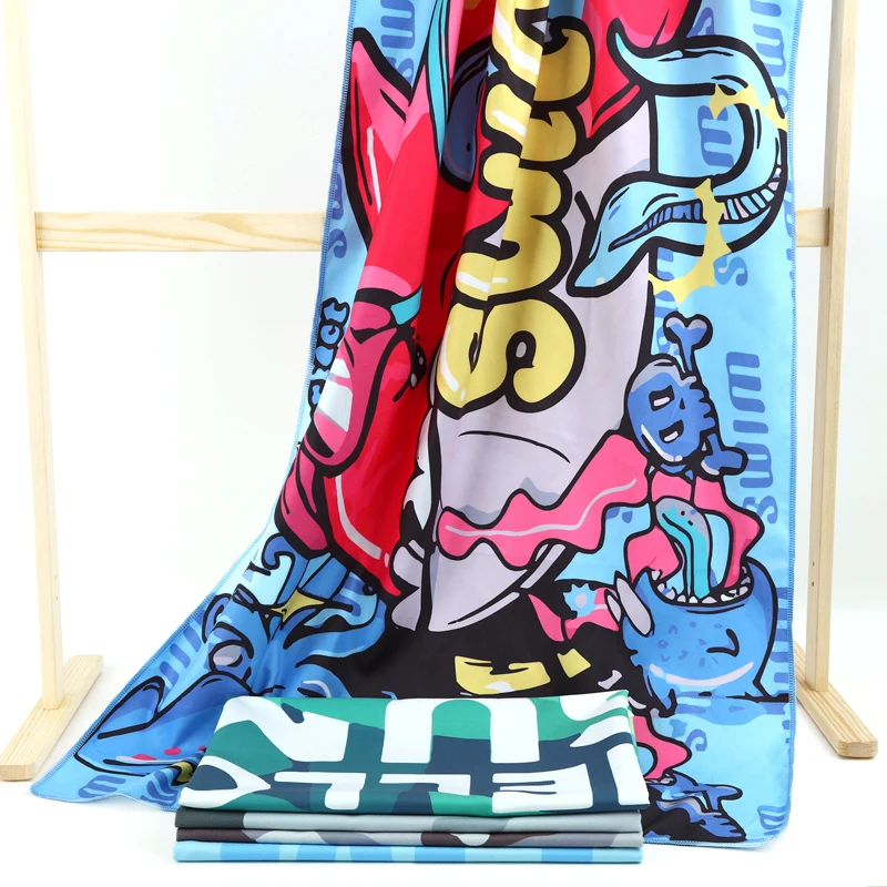 Custom Microfiber Sublimated Digital Sublimation BeachTowel Printed Logo Sports Promotion Personalized Soft sport Bath Towel