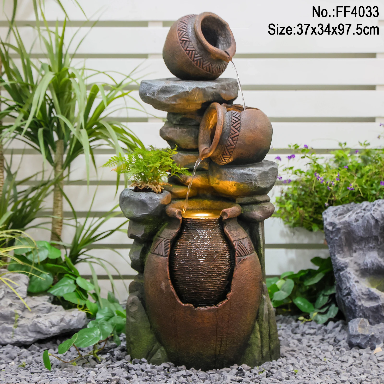 Wholesale Decorative Indoor 3 Tier Pot Shape Waterfall Fountains Garden Water Fountain Indoor for Sale