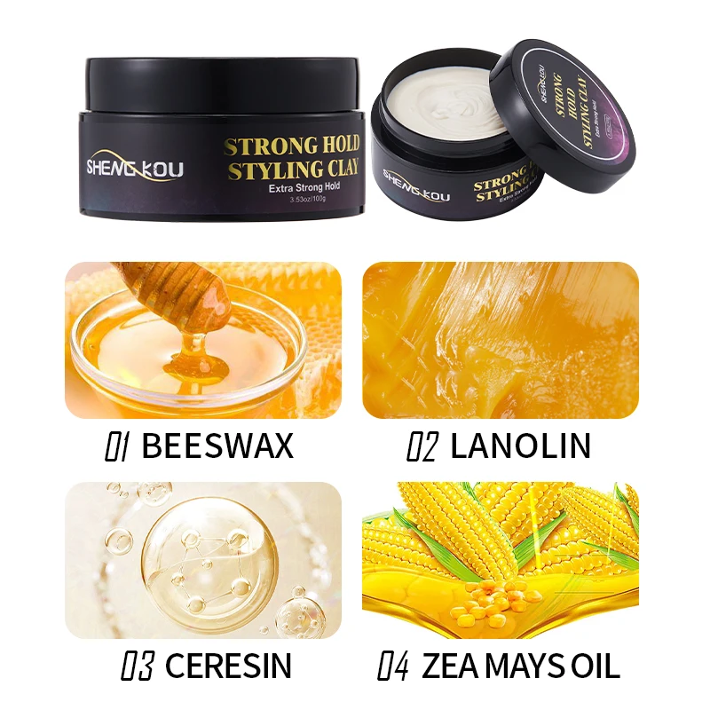 Oem Private Label Factory Custom Matte Finished Strong Hold Paste Water Based Fashion Hair Styling Mud Hair Clay