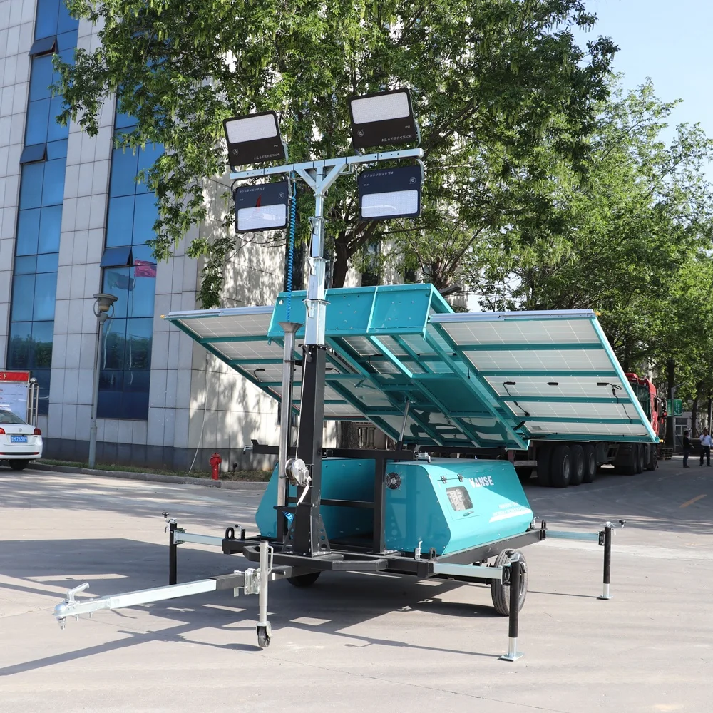 VANSE WS-200T Mobile Retractable Solar Panels Mast Solar Light Tower Lithium Power LED Lights