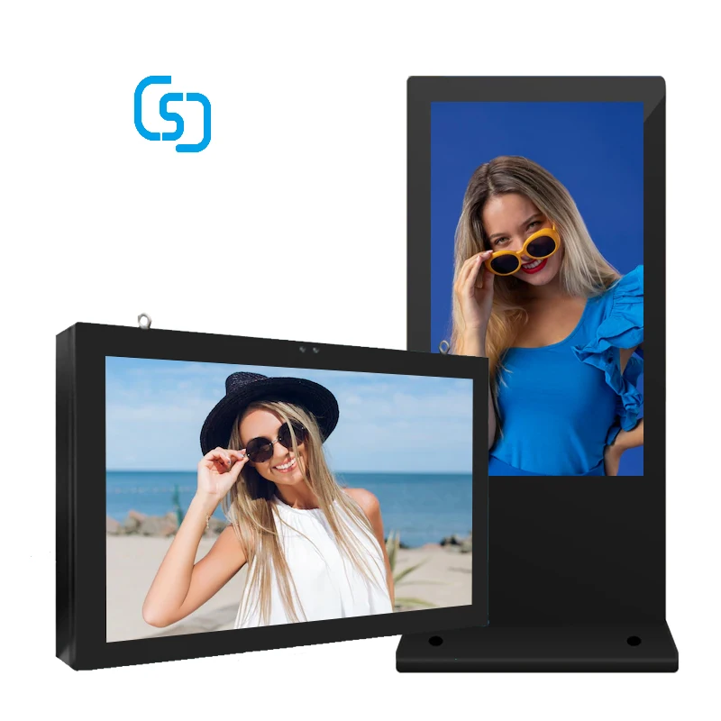 43 55 65 75 Inch Waterproof Sun Readable 4k Tv Kiosk Ip65 4000 Nits Advertising Outdoor Totem Screen Lcd Digital Signage Display