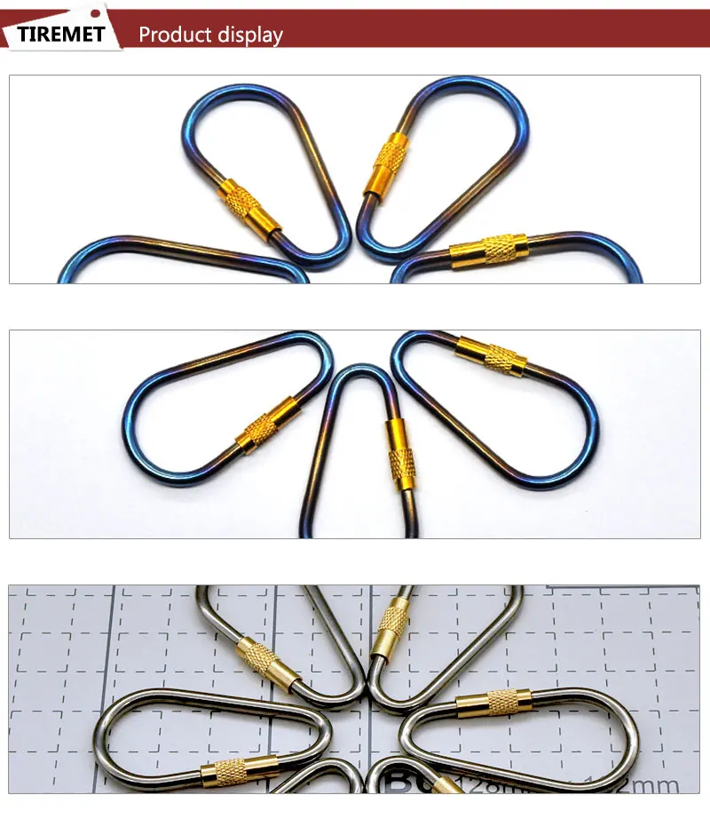 Lightweight small screw locking carabiners D ring keychain titanium carabiner for keys Burnt Blue