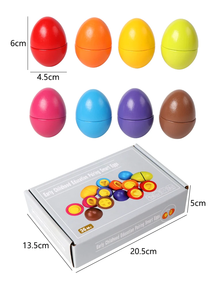 Montessori Educational Puzzle Children 3D Wooden Color Geometry Shape Matching Egg Diy Games Training Toys For Kids Boys Girls