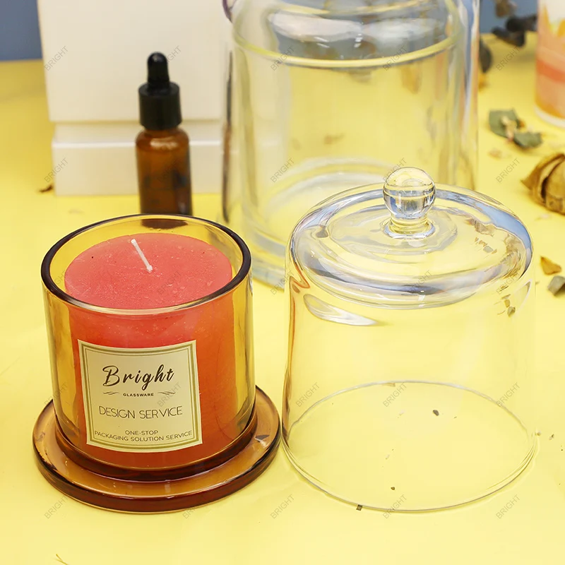 Aroma Body Scrub Luxury Empty 12oz  Custom Cajas De Carton Bell Cloche Dome Lids Glass Candle Holders Lanterns And Candle Jars
