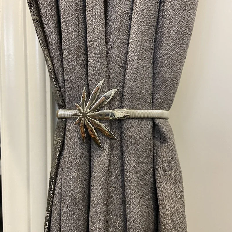 Home Decoration Curtain Tiebacks Metal Carving Gold Leaves Spring Curtain Ties Holdback Holders for Drapes Curtain Hooks