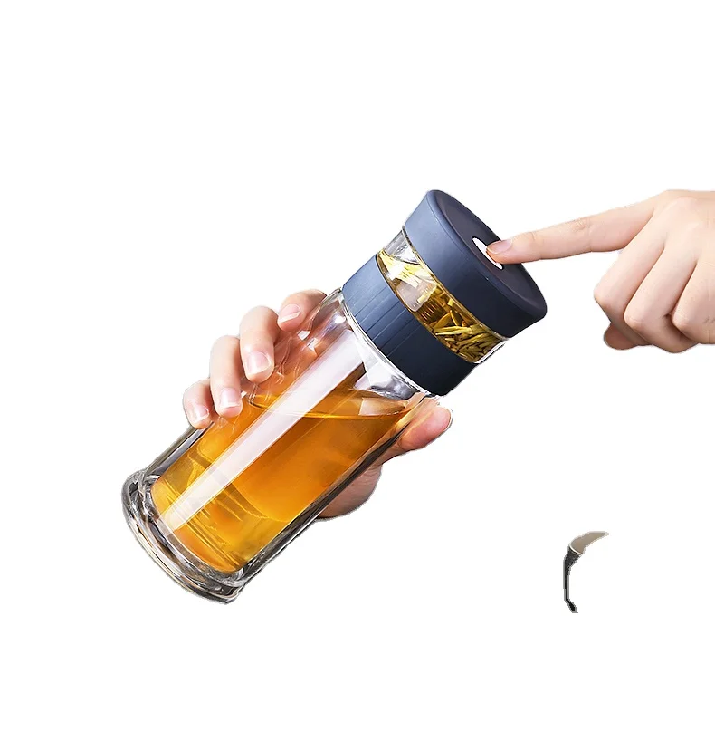400ml Portable Double Wall Borosilica Glass Tea Infuser Bottle Of Water With Lid Filter Automobile Car Cup Creative Gift Tumbler