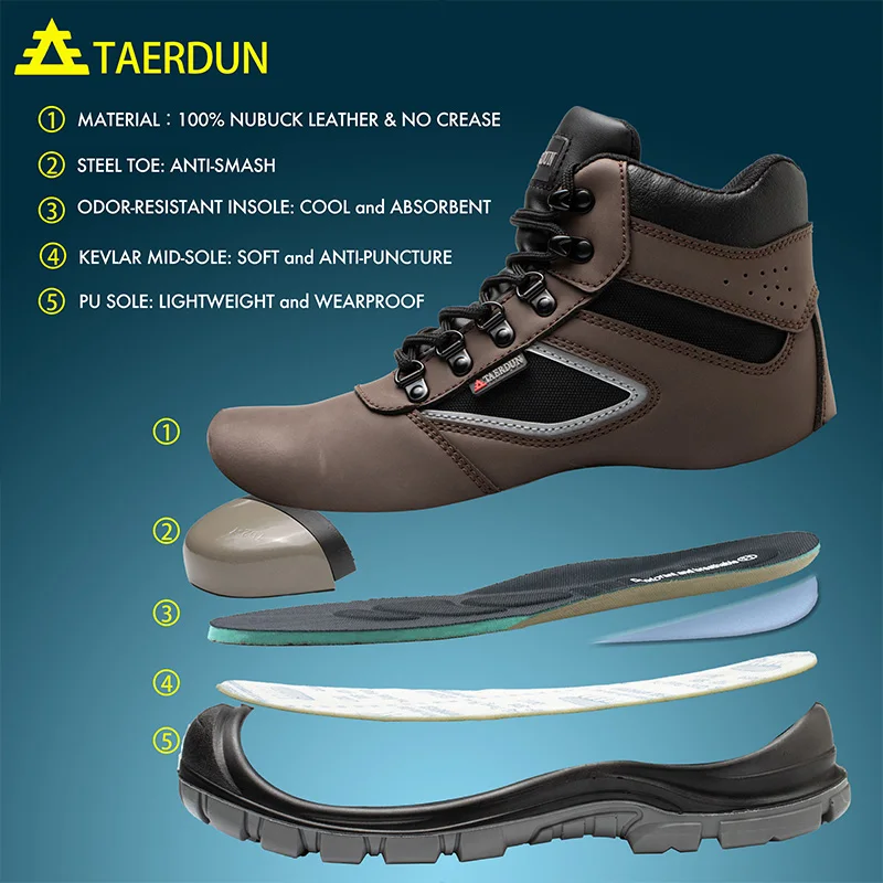 Construction Lightweight Steel Toe Work Shoes  Safety Man Industrial  Safety Shoes Leather Safety Boot   Caterpillarboots