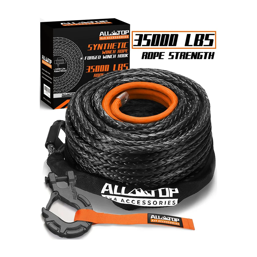 Customized Color and Length Off Road 35000Lbs Winch Cable Replace Kit  9/16in*76ft Synthetic Winch Rope