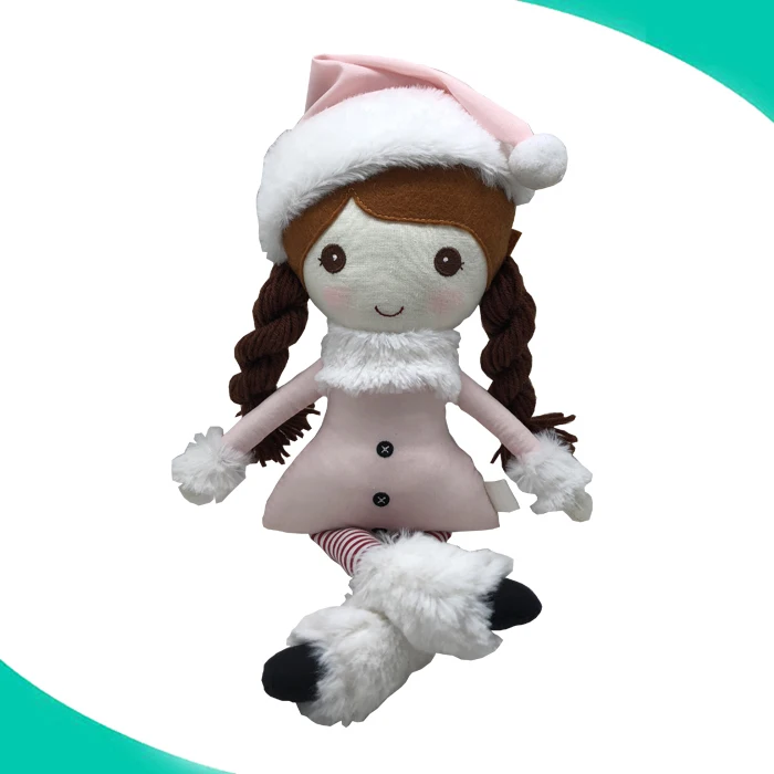 Fabric Doll Rag Doll Cloth Doll Girl in Dainty Floral Print Dress