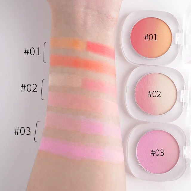 Custom Your Label Cosmetic Natural Blusher Cheek Tint Blush Palette No Logo High Pigment Vegan Makeup Powder Gradient Blush