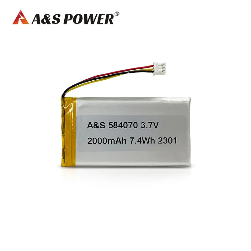 Factory Direct Sales 584070 3.7v 2000mah Rechargeable  Lithium Polymer Battery With UL2054/CB/KC/CE Certificates