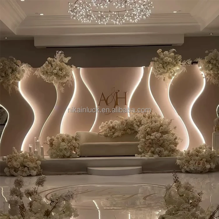 NIKA Custom Large Acrylic Arch Set Large Acrylic Wedding Backdrop Wall With Stage And Step For Wedding Events Stage