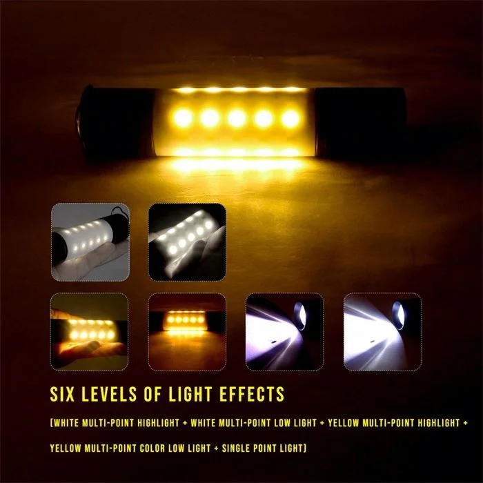 1-5pcs Zoomable Bright LED USB Rechargeable Hanging Flashlights Outdoor Portable Camping Tent Lamp LED Torch Night Light