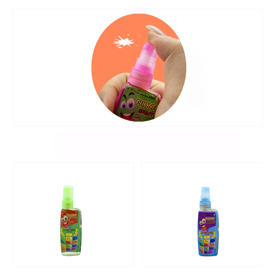 Factory Price Fruity Small Mobile Phone Shape Liquid Candy Sweets and Candies Wholesale Spray