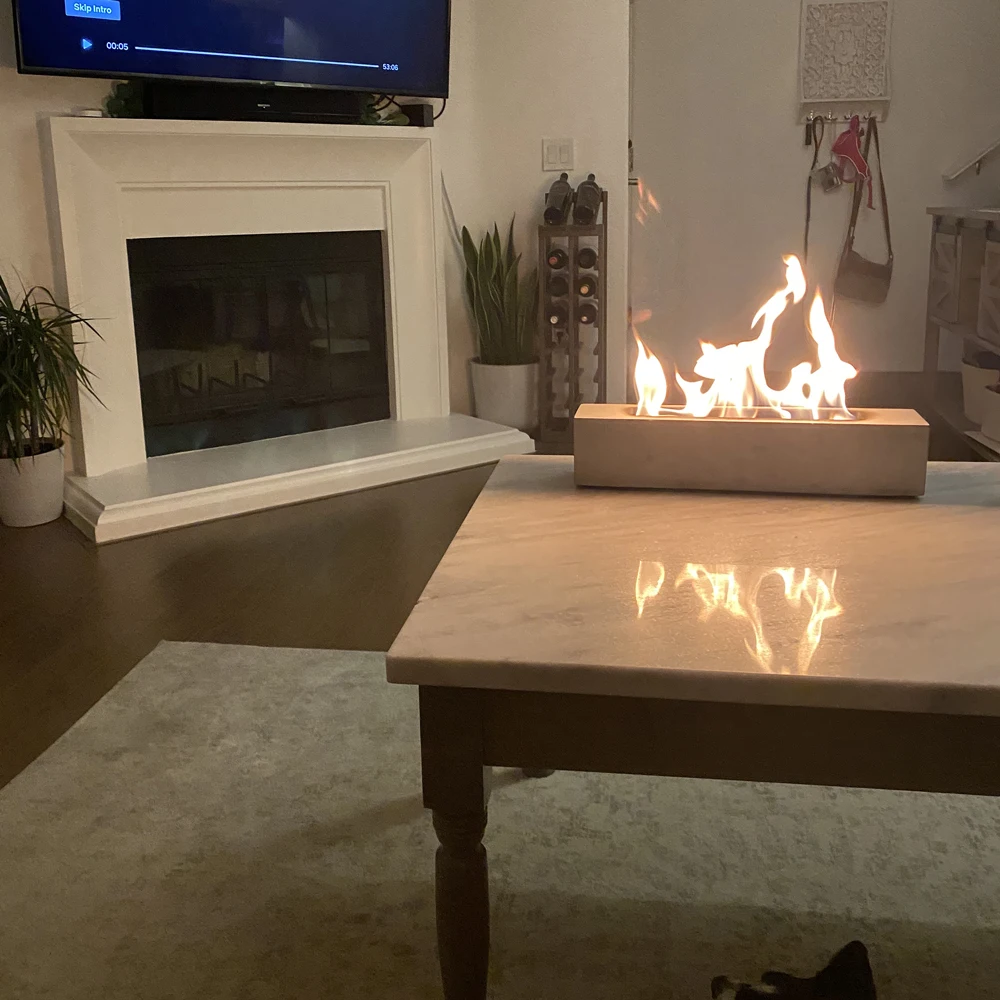Wholesale Factory Large Creative Cement Bio Ethanol Rectangular Tabletop Fire Pit For Home Or Outdoor