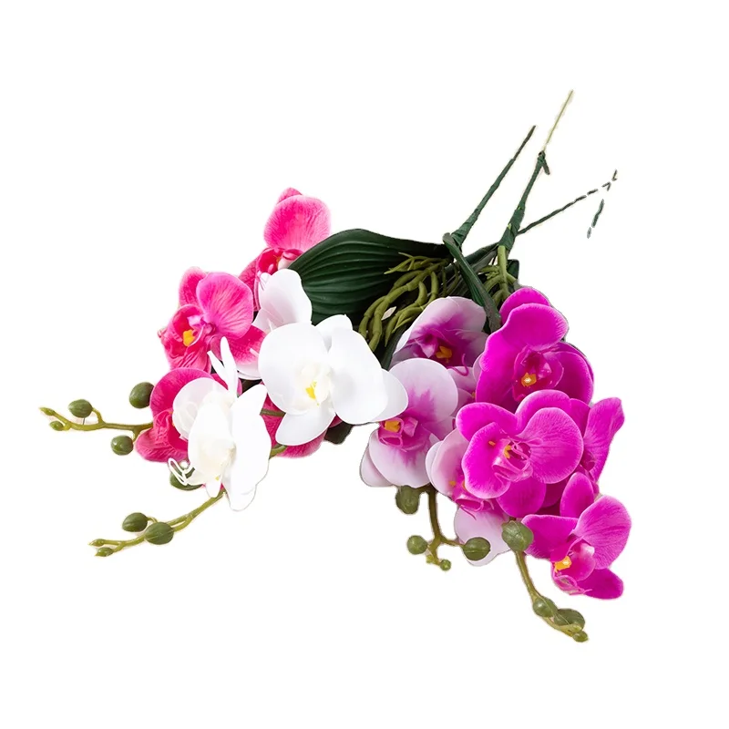 Quality Artificial Flowers Soft Glue Feel 4-head Phalaenopsis Wedding Home Decoration Flowers  Butterfly Orchid