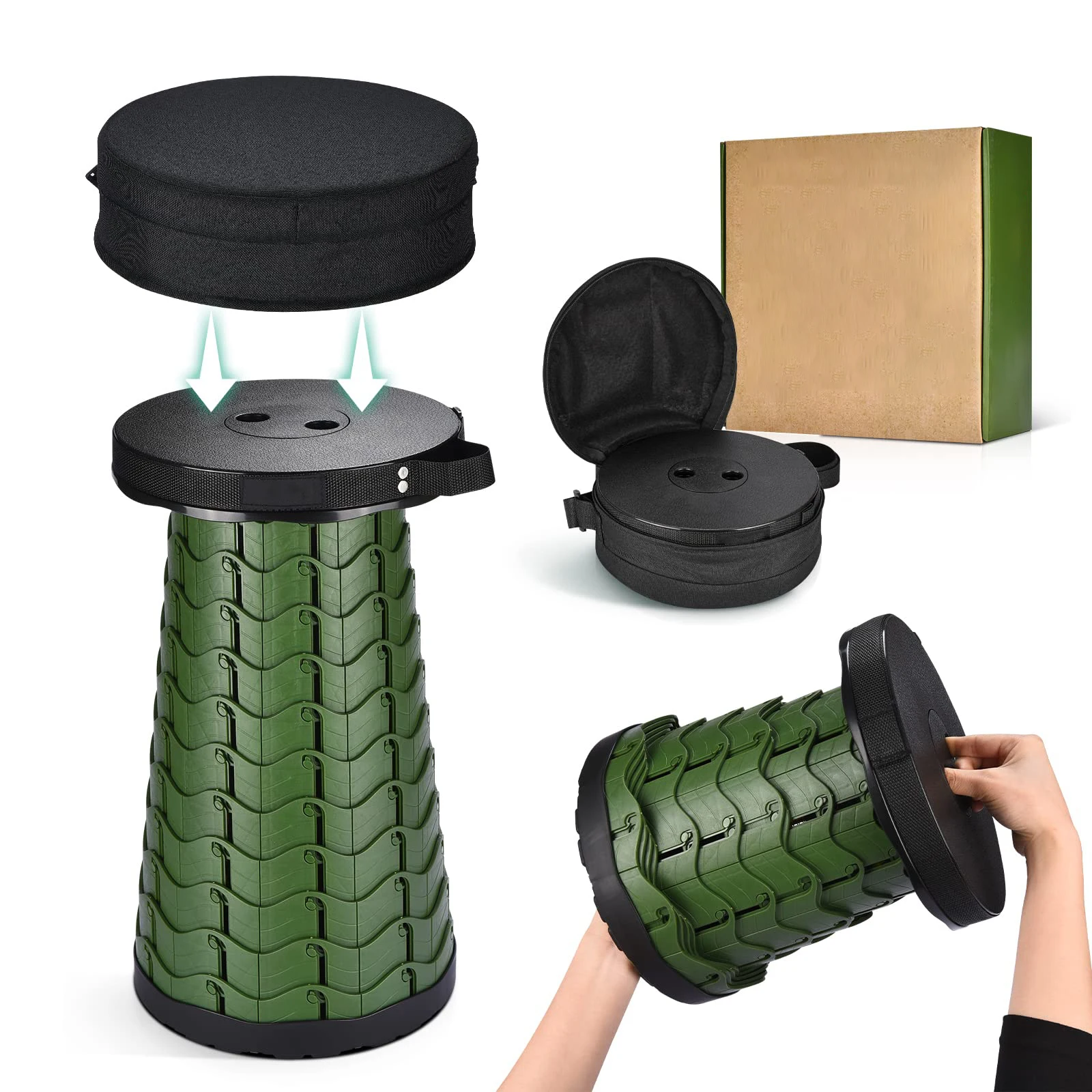 Folding Portable Stool Lightweight Camping Stool Telescopic and Collapsible Stool for Sitting, Hiking, Travel and Outdoors