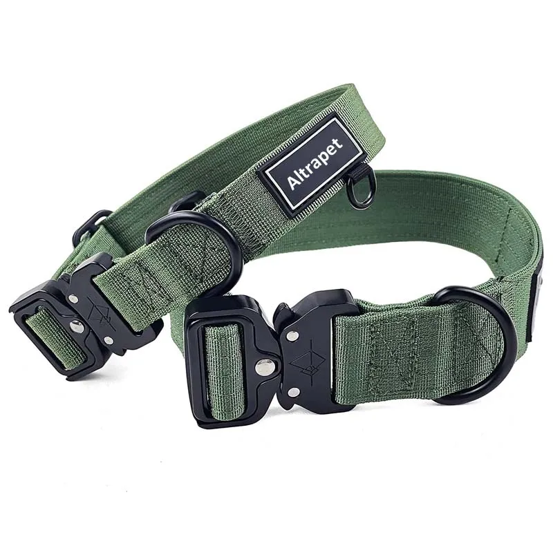 Tactical Custom Designer Luxury Nylon Dog Training Collars Manufacturers, Metal Buckle Dog Collar Set In Bulk